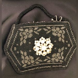 Vintage Beaded Bag w/Brooch Accent